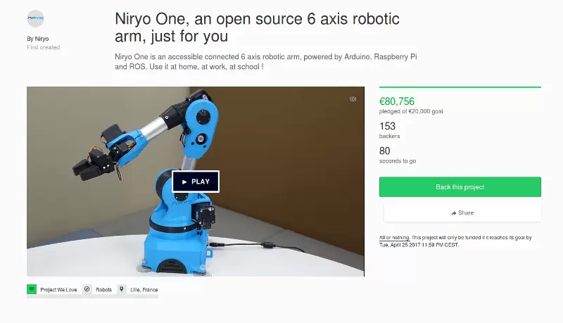Niryo One a été financé avec succès sur Kickstarter : quelle est la suite ?